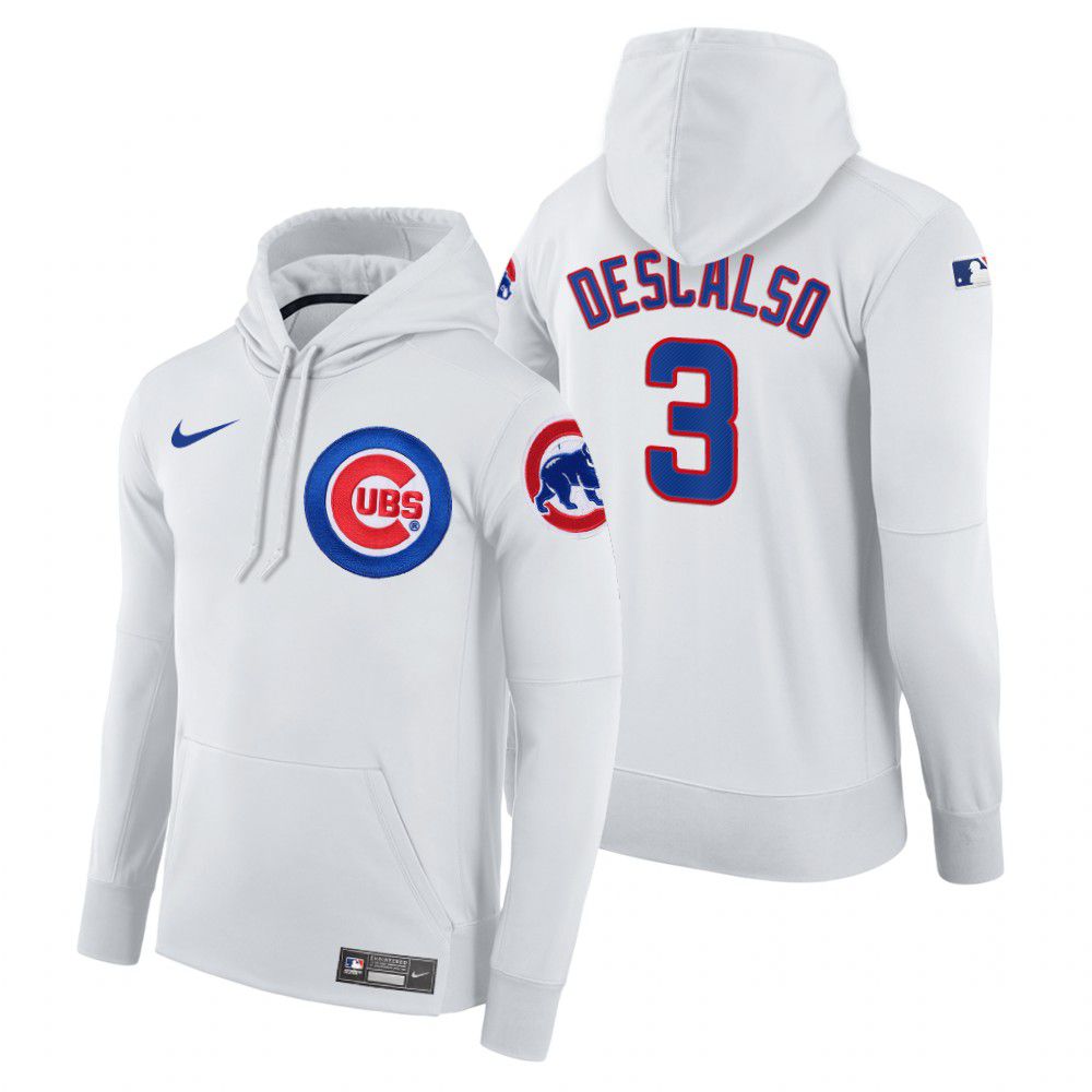 Men Chicago Cubs #3 Descalso white home hoodie 2021 MLB Nike Jerseys->chicago cubs->MLB Jersey